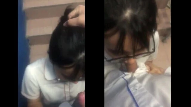 Em nữ sinh bú mút cho bạn thân ở câu thang