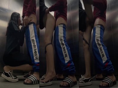 Trong thang máy bé sinh viên tụt quần bú cu còn bắt anh kéo váy vét máng chơi luôn